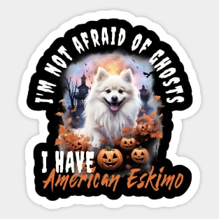 American Eskimo Dog Ghost Guardian Vintage Halloween Funny Sticker